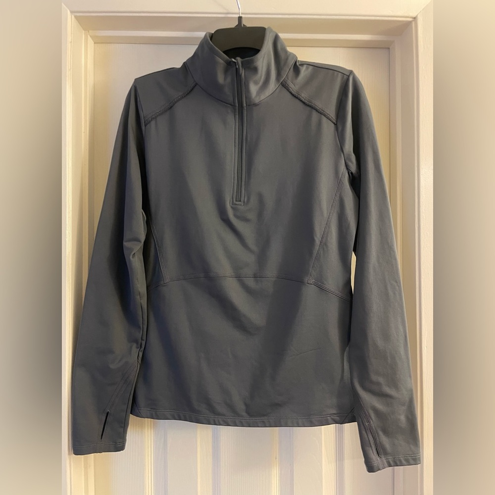 ATHLETA Women's Athletic Jacket Lightweight Pullover Sweater Quarter Zip Gray